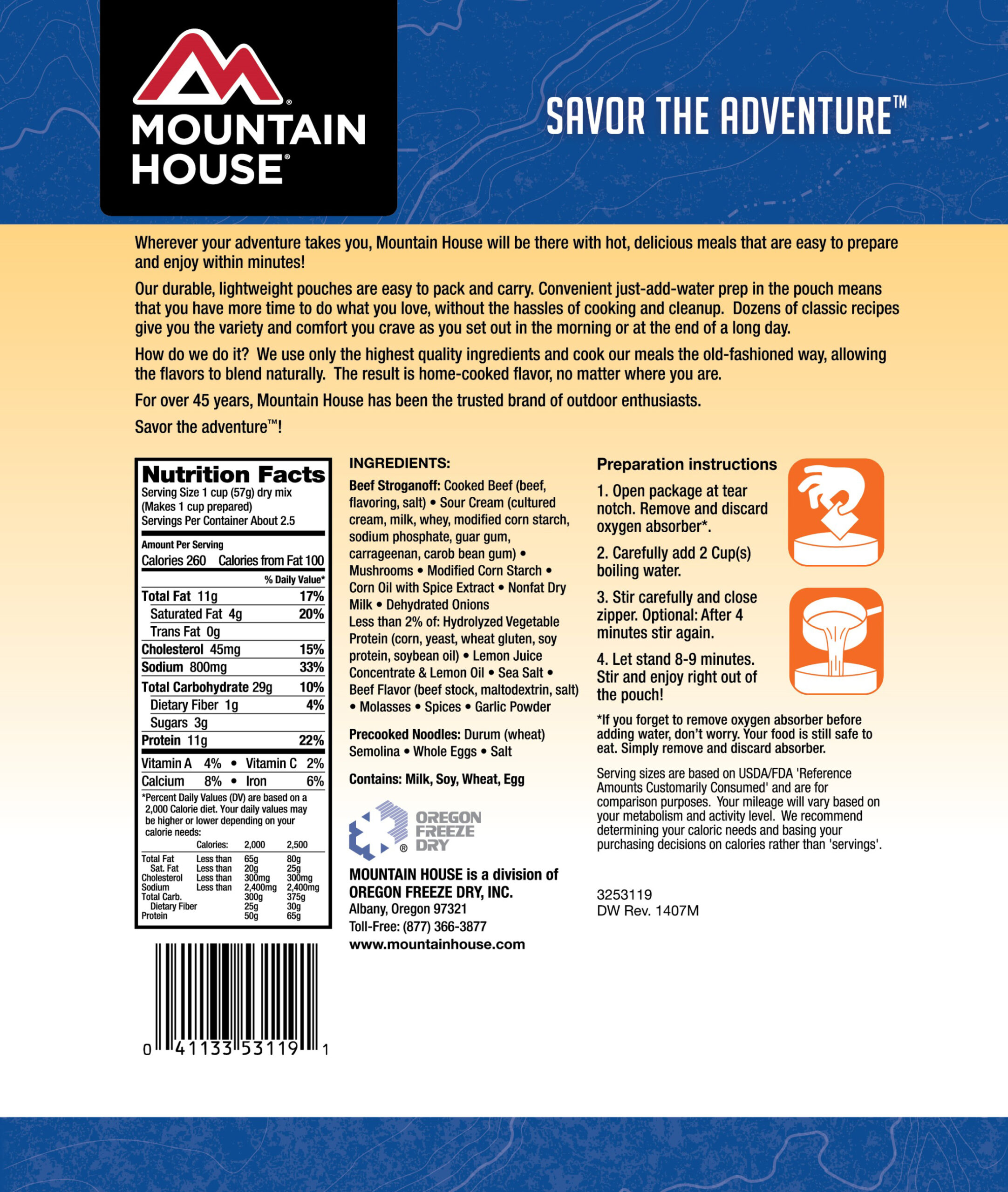 MOUNTAIN HOUSE BEEF STROGANOFF WITH NOODLES - Image 3