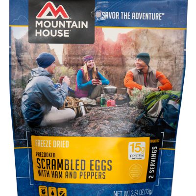 MOUNTAIN HOUSE SCRAMBLED EGGS WITH HAM AND RED AND GREEN PEPPERS